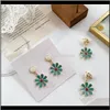 Drop Delivery 2021 Green Daisy Stud Earrings For Women Dripping Oil Petal Flower Sunflower Short Simple Fashion Jewelry Accessories C5Pnu