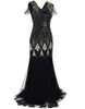 V Neck Long Prom Dress Sequins Majoy Beading Party Dresses Kvinnor Eleganta SleeveLees Klänningar för 2022