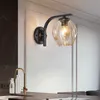 Modern färg sconce vägglampa glas lampskärm loft dekorativa inomhuskorridor LED vägglampor fixtures E27 svart guld blå 210724