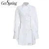 GENSPRING женщин Установить Redder рубашка с длинным рукавом хлопок белые блузки рубашки повседневная мода 2 шт 210601