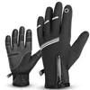 Gants de cyclisme vélo hiver PU cuir thermique polaire écran tactile Sport de plein air ski escalade moto vélo