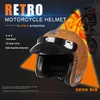 Hełmy motocyklowe retro hełm skóra otwarta twarz Capacete para motocicleta cascos wyścigi w stylu vintage z bańką len