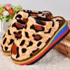 Winter Many Styles Leopard Warm Nonslip High Heels Thick Bottom Wedges Ladies Indoor Outdoor Home Shoes Big Size Cotton Slippers