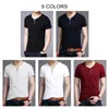Coodrony Short Sleeve T Shirt Men Sommar Streetwear Casual Cotton Tee Homme Fashion Button Henry Collar T-shirt Män C5091s Y0322