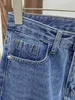 توطن جينز المرأة الأزياء عالية الخصر الجينز الساق واسعة انفجرت شرابة تنحنح الفطائر السراويل الدينيم 210412
