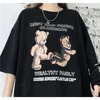 Темные готические буквы стиля хип-хоп прилив бренд медведь футболка печатать с короткими рукавами мужчин и женщин Harajuku Свободный повседневный все-матч