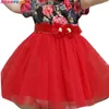 Meninas vestido verão laço malha festa vestido floral infantil crianças vestido de bolo de aniversário bebê menina vestidos surpresa 210713