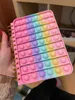 NIEUWE!!! 18 stijlen Tie Dye Rainbow Fidget Spiraal Notitieboekje A5 Push Bubble Cover Notebooks School Briefpapier Kids Meisjes Jongens Kerstcadeau Speelgoed DHL Snel