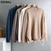 Autumn Winter splitside oversize thick Sweater pullover loose cashmere turtleneck big size Pullover female 210914