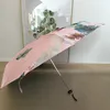 Super Léger Mini Poche Cinq Pliant Imprimé À La Mode Motif De Fleurs Uv Protection Femmes Parapluie Ensoleillé Et Pluvieux