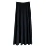 Tjockare plus storlek kjol kvinnor casual stickad lång hög midja bantning mode chic a-line 210520