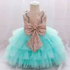 2021 Infant Baby Girls Sequins 1st Birthday Dresses Christening Gowns Babies Baptism Clothes Tutu Prom Big Bow Princess Dresses G1129