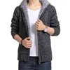 Jesień Zima Męski Gruby Sweterkoat Kołnierz Zipper Sweter Płaszcz OuterWear Zimowy Polar Kaszmirowy Liner Podwykonawca Kołnierz 210909