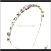 Pannband smycken leverans 2021 enkel stil kvinnor ultra-stag rund vatten droppform rektangulärt färgat glas diamant hårband rsfau