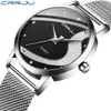 CRRJU Women Fashion Luxury Wristwatch Crystal Quartz Female Beauty Watch Gold Silver Stainless Steel Ladies Dress Watch 210517