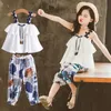 Tiener meisje kleding zomer kids mode sling tops bloemen broek twee stuk set kinderen pak meisjes outfits 4 5 8 9 10 12 jaar kleding set