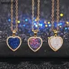 Pendant Necklaces ShinyGem Fashion 12*12mm Love Heart Natural Sparkling Crystal Druzy Gold/Silver Plated For Women Gif