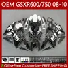 Injection OEM pour Suzuki GSXR 600 750 CC GSXR-750 K8 GSXR-600 600CC 750CC 08-10 Body 88No.5 GSX-R600 GSXR750 08 09 10 GSXR600 GSX-R750 2008 2008 2008 2008 Catériel Graffiti Black