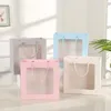 Gift Wrap Clear Window Bouquet Bag Large Paper With Handle Flower Shop Wrapping Box Wedding Birthday Party Favors 12pcs/lot