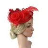 Stingy Brav Hoeden Elegante Mesh Bloem Sluier Fascinator Hoed Bruiloft Cocktail Veren Haar Clip Hoofdband