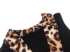 섹시한 여성가 스트리트웨어 점프 수트 레오파드 인쇄 된 색상 일치 디자인 턴 다운 칼라 민소매 하이 허리 슬림 엉덩이 점프 수트 210507