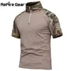 ReFire Gear Summer Camouflage Military T Shirt Men Breathable Army Combat Tactical T-shirt Cotton Short Sleeve Uniform Clothing G1229