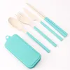 Folding Bestick Set Avtagbar Knivgaffel Spoon Chopsticks Creative Wheat Straw Portable Picnic Tool YL538