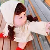 Cute Spring Summer Infant Baby Girl Princess Hat Hair Pigtail Braid Wig Cap 2 pcs set Crochet Children Kids Girls Hats and Caps 210713