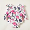 Arrival Spring and Autumn 3-pack Baby Floral Butterfly Bodysuits Set Girl Sweet Rompers 210528