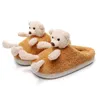 Winter Slippers Cartoon Cute Bear for Ladies Fluffy Household Sandals for Indoor Use Non-Slip Warm Cotton Shoes