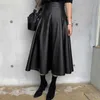 Aelegantmis koreaans casual losse een lijn kunstleer rok vrouwen warme hoge taille pu vrouwelijke kwaliteit vintage mujer 210607