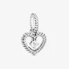 REAL 925 Sterling Silver 12 månader Beaded Heart Dangle Fit Pandora Armband Halsband Pendant Charm Diy Jewelry8875505