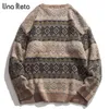 Una Reta Geometry Herrtröja Höst Vinter Hip Hop Sweater Män StreetWear Print Pullover Toppar Harajuku Par Sweater 211221