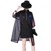 Women's Cape 2023 Nieuwe lente zomer revers driekwart mouw groen shing perspectief los groot siemen shirt dames blouse mode ju180