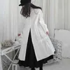 [EAM] Women Black Pleated Long Big Size Shirt Dress Lapel Long Sleeve Loose Fit Fashion Spring Autumn 1DD6133 21512