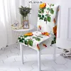 Stoelhoezen Geschilderde bloemen Keuken Elf Kerstdecoratie fauteuil Cover Spandex Dinning Tafel Desk