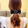 Women Elegant Luxury Rhinestones Circle Bow Elastic Hair Bands Sweet Ponytail Hold Scrunchie Hair Tie Fashion Hair Accessories