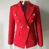 Harleyfashion European American Women Casual Blazer Podwójne Breasted High Quality Plus Size Red Blazers X0721