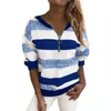Noel Baskı Sonbahar Kış Zarif Moda O-Boyun Zip Bluz Gömlek Kadınlar Rahat Uzun Kollu Kazak Streetwear 5XL Kadın Bluzlar