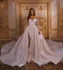 Robe De mariée sirène De luxe avec jupe détachable appliquée trompette arabe robes De mariée manches longues Robe De soirée bohème