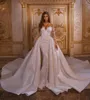 Robe De mariée sirène De luxe avec jupe détachable appliquée trompette arabe robes De mariée manches longues Robe De soirée bohème