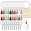 Schlüsselanhänger 200 Stück Acryl-Schlüsselanhänger-Rohlinge-Set für DIY-Projekte, Basteln mit Schlüsselringen, Sprung, runden, klaren Scheiben, Kreisen, Quaste, Dropshi304x