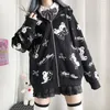 Gothic Mantel Sweatshirt Frauen Mode Frühling Kleidung Ins Preppy Kawaii Hoodies Langarm Zip Up Hoodie Japanische Nette Tops 220308