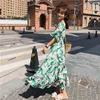 Plus Size Summer Girls Boho Party Abito vintage femminile Stampa manica Donna Abiti lunghi oversize Robe Vestido 210417