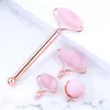 Ansiktsmassagerare Zinc Alloy Hand Avtagbar Rose Quartz Face Roller Natural Crystal Massage Scraper Wrinkle Healing Health Care Tool