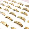 36pcs Women's Stainless Steel Band Ring 4mm Golden Rhinestone Fashion Jewelry Party Favor Gifts Finger Rings Mix Styles Wholesale Lot