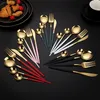 Nordic Style 4PCS Zestawy zastawy stołowej Zestaw sztućców ze stali nierdzewnej Scoop Fork Nóż stołowe obiad Deser Tea Rasure Prezentacja Prezent ZL0259