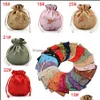 Bags Housekee Organization Home & Garden Wholesale Delicate Durable Embroidered Portable Rounded Dstring Embroidery Pouch Jewelry Sier Beade