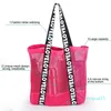 Letter Big Fishing Net Tote Women Hollow Out Shoulder Teenager Large Summer Beach Bag Lady Handbag