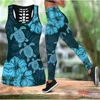 Yoga Set Women Hollow-out Sleeveless Top and Slim Legging Suit Running Fitness Gym Workout Casual Sport Suits Plus Size 210813